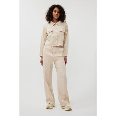 EsQualo Trousers Wide Jacquard Sand Maat: 34 | Wijde Broeken Outlet | Dames | Beige