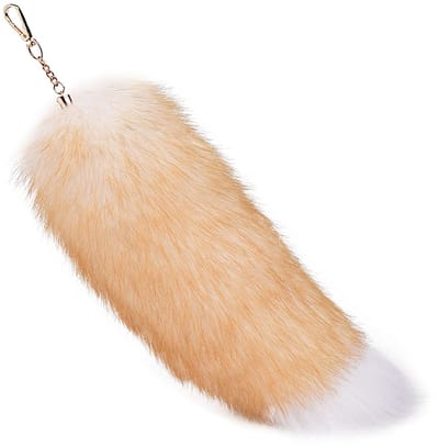 Vossenstaart - Milieuvriendelijke bonthanger - Bontaccessoire - Tashanger voor dames - Autosleutelhanger-Stijl 3 40cm