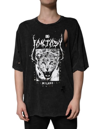Leopard Grafische T-shirt Versleten