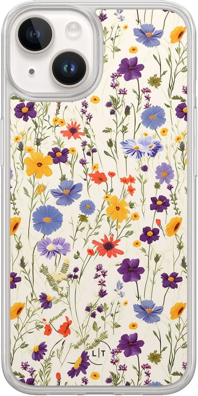 Hoesje geschikt voor iPhone 14 - Wildflowers - 2in1 backcover - Bloemen - Multi - Leuke Telefoonhoesjes