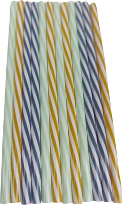Herbruikbare Rietjesgekleurd SWIRL COLLECTIE - Blauw / Mint / Okergeel - Kunststof - 12 stuks