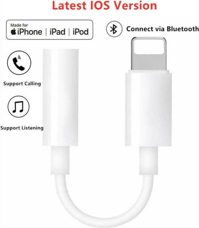 Bluetooth Apple Lightning naar 3,5 mm oordopjes earphones  aansluiting converter adapter voor iPhone en iPad ook IOS 13 voor muziek luisteren en bellen d.m.v. Bluetooth connectie zie YouTube filmpje  onderaan.