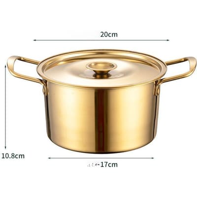 Set de Casseroles et Marmites de Cuisine en Acier Doré avec Couvercle Durable Antiadhésif pour Cuisinière à Induction Utile