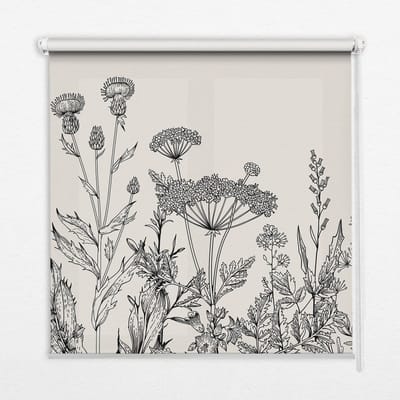 Coloray Rolgordijn Verduisterend - Grijze Bloemen Blackout Rolgordijn - 90x140 cm - Beige Zonwerend Rolgordijn - Planten Verduisterend Rolgordijn Kinderkamer - Rolgordijn Op Raamopening