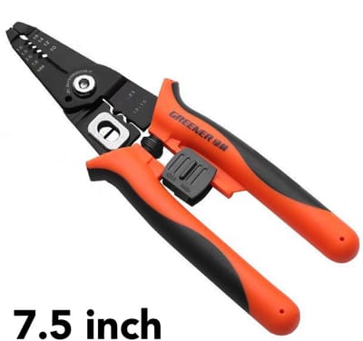GREENER 6 in 1 Draadstripper - Stripstang - Kniptang - Krimptang - Klemtang - Automatische striptang - 1.0/1.6/2.0/2.6 mm - Zwart/oranje - 7.5 inch