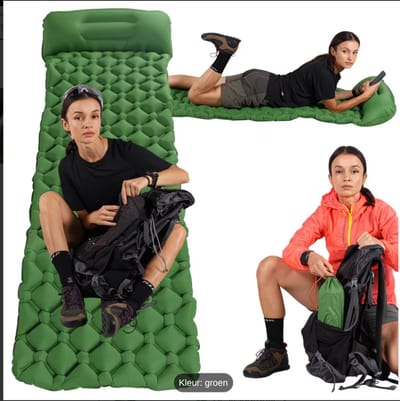 Lichtgewicht, Waterdichte Camping Matras 190X58X5 Cm met Kussen, Snelle Inflatie, Cel Systeem, Twee-Staps Ventiel, Ultra-Licht, voor Tent, Strand, Camping, Ontspanning en Slaap.