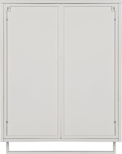 Wit Metaal Glas Dubbeldeur Wandkast 60x23x78cm Voor Woonkamer Badkamer Eetkamer