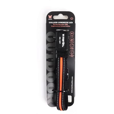 Lichtgevende nylon hondenhalsband USB Martin Sellier
