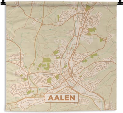 Wandkleed - Wanddoek - Plattegrond - Aalen - Stadskaart - Vintage - Kaart - 180x180 cm - Wandtapijt