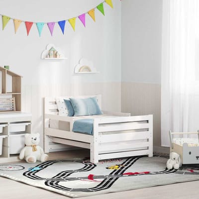 vidaXL - Bedframe - met - hoofdeinde - Wit - 80 - x - 200 - cm - Bewerkt - hout