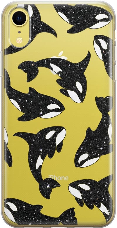 Hoesje geschikt voor iPhone XR - Orka - Soft Case - TPU - Print - Transparant - Mooie Telefoonhoesjes