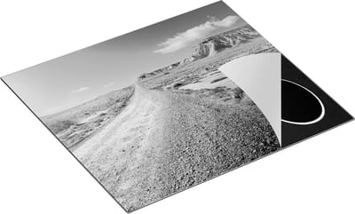 Chefcare Inductie Beschermer Pad in het Woestijn Landschap met de Zon - Zwart Wit - 60x50 cm - Afdekplaat Inductie - Kookplaat Beschermer - Inductie Mat