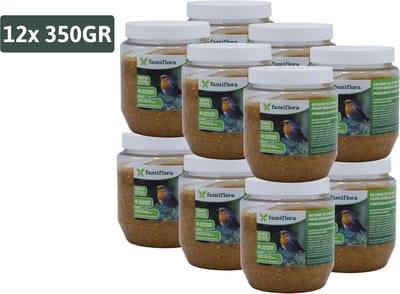 Famiflora vogelpindakaas appel 12x 350GR - Pindakaas voor vogels - Met appelaroma voor een onweerstaanbare smaak voor vogels - Geschikt voor alle tuinvogels zodat ze het hele jaar door gevoed worden