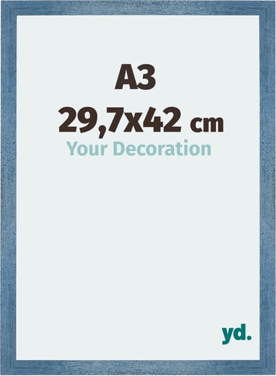 Your Decoration - Fotolijst A3 29,7x42 cm - MDF - Helder Blauw Geveegd - Mura