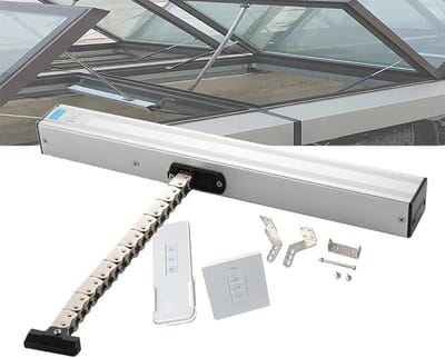 Elektrische Raamopener - Ketting Actuator - Kas Ventilatie - Afstandsbediening Bediening - 400N Hefkracht - Zilver