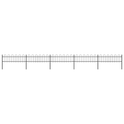 vidaXL - Tuinhek - met - ringtop - staal - 838x60 - cm - zwart