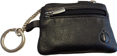 Oi zwart leren Sleuteletui extra small / super klein sleutelbeursje / sleutelhoesje 2 ritjes / soepel kleingeld buideltje met sleutelring / zwart leer / 651