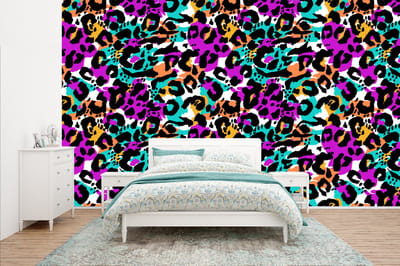 Behang - Fotobehang Regenboog - Panter - Patronen - Breedte 400 cm x hoogte 240 cm