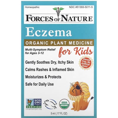 Forces de la nature, médecine botanique biologique contre l'eczéma, pour enfants, 0,17 fl oz (5 ml)
