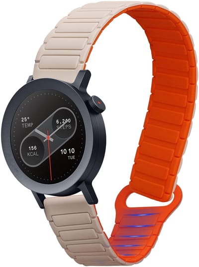 kwmobile sporthorloge band geschikt voor CMF Watch Pro 2 / Watch Pro 1 bandje - Smartwatch of activity tracker polsband - Met magneetsluiting - In beige / oranje