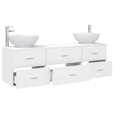 vidaXL - Badkamermeubel - Set - 3 - st - Wit - 161 - x - 44.5 - x - 80 - cm - Bewerkt - hout
