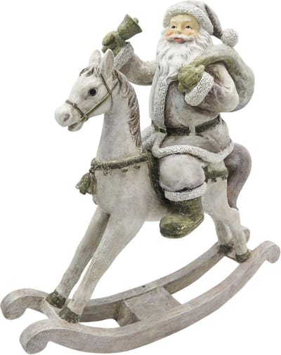 Clayre & Eef Beeld Kerstman 20x8x21 cm Wit Grijs Polyresin Kerstdecoratie