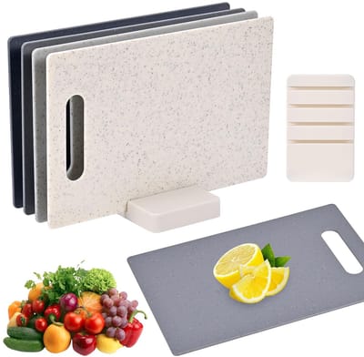 Dailygoods- Snijplankenset 4-delig - Dubbelzijdige Kunststof - Antislip - Vaatwasserbestendig - 28 x 18 cm - Duurzaam en BPA-vrij - Keukensnijplank