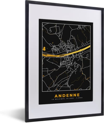 Fotolijst incl. Poster - Kaart - Gold - Ardenne - Plattegrond - Stadskaart - 30x40 cm - Posterlijst