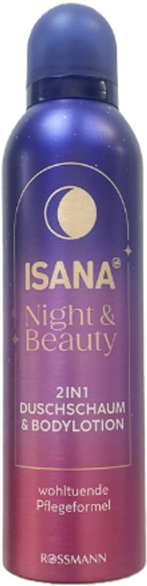 Isana Night & Beauty - 2-in-1 Doucheschuim & Bodylotion | 1x 200ml - Kersenbloesem en Pioenroos | Verzachtende Verzorgingsformule