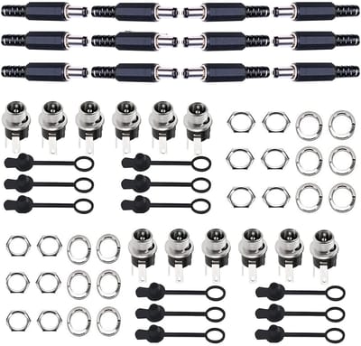 Dailygoody - RUNCCI-YUN 5.5mm x 2.5mm DC Plug en Socket Set - 12 Stuks met Rubber Beschermdoppen