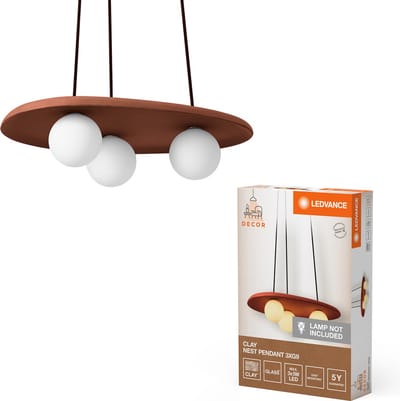 LEDVANCE Decor Clay Nest Hanglamp van klei, met nestvormige lampenkappen in bruin, 3-lichts, G9-fitting, voor moderne binnenverlichting, zonder lichtbron