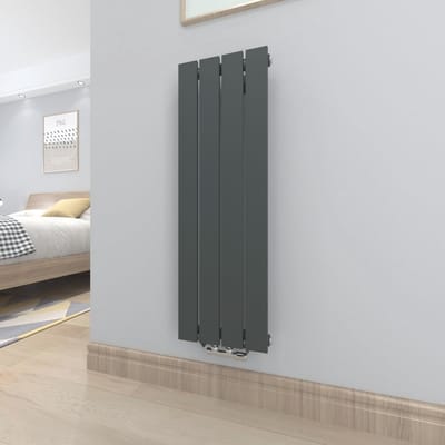 Plat Radiator 930 x 308 mm - Antraciet - Modern Paneelradiator voor Badkamer en Zijaansluiting