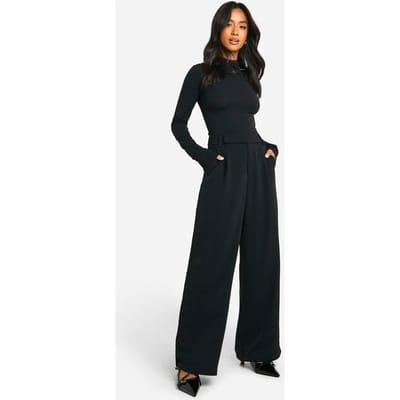 boohoo Dames Petite rechte pijpenbroeken | Zwart | Maat: 44
