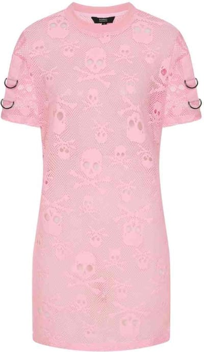 Banned - Keiko Net Mini jurk - XS - Roze