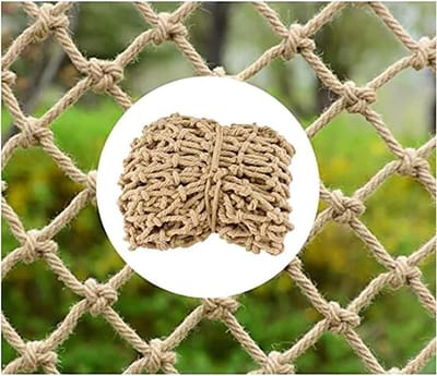 Hennep Touw Net - Veiligheidsnet Decoratie - Valbeveiliging Kinderen - Duurzaam Klimtouw - 3 x 6 Meter - Natuurlijk Bruin