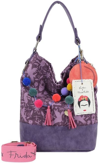 Fritzi aus Preußen schoudertas utensil zak Izzy07 Fritzi x Frida Kahlo Limited Canvas Hobo Bag Nature Folk (rood)paars