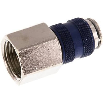 Vernikkeld Messing DN 5 Blauw Luchtkoppeling Snelkoppeling G 3/8 inch Binnendraad Double Shut-Off - CLS5-F-BN-BLU-SV-P-038