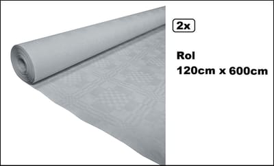 2x Tafelrol tafelkleed zilver 120cm x 600cm papier - totaal 12 meter - Party diner food festival eten fun thema feest party