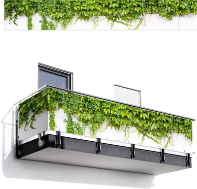 Balkonscherm 500x75 cm - Balkonposter Klimop - Groene bladeren - Muur - Wit - Balkon scherm decoratie - Balkonschermen - Balkondoek zonnescherm