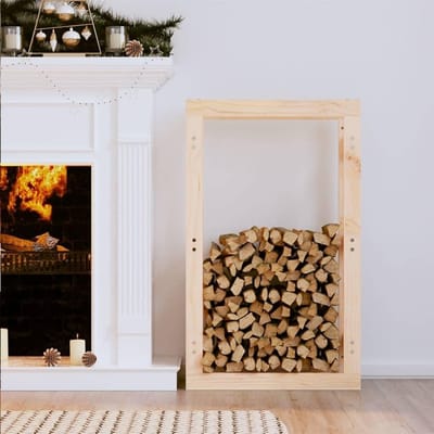 Brandhout Rek - Houtopslag - Haardhout Opslag - Massief Grenenhout - 60x25x100 cm - Natuurlijk Hout