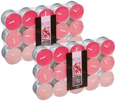Atmosphera Geurkaars waxine/theelichtjes - 60x stuks - Rozen - 3,5 branduren