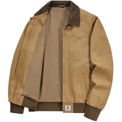 Dunne Jas, Losse Kleding, Top in Grote Maat, Lente en Herfst Jongens Revers Wassen Werkkleding Jas M beige