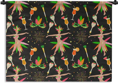 Wandkleed - Wanddoek - Brazilië - Carnaval - Patroon - 60x45 cm - Wandtapijt