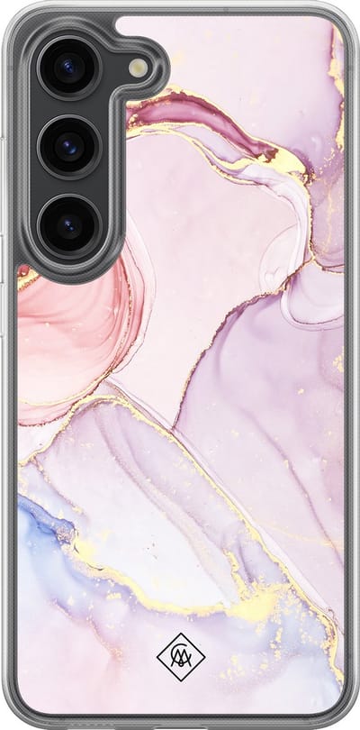 Casimoda® hoesje - Geschikt voor Samsung Galaxy S23 Plus - Marmer roze paars - 2-in-1 case - Schokbestendig - Marble design - Verhoogde randen - Paars, Transparant