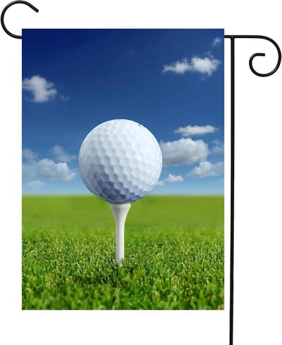 Tuinvlag Golfbal - Buiten Banner - Gazon Decoratie - Dubbelzijdig Bedrukt - 12x18 Inch - Meerkleurig