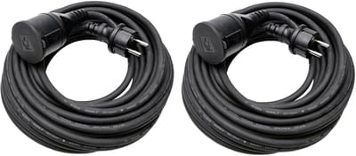 Benson Verlengsnoer rubber - 2x - 15 meter - spatwaterdicht IP44 - 3500W - 3-polig