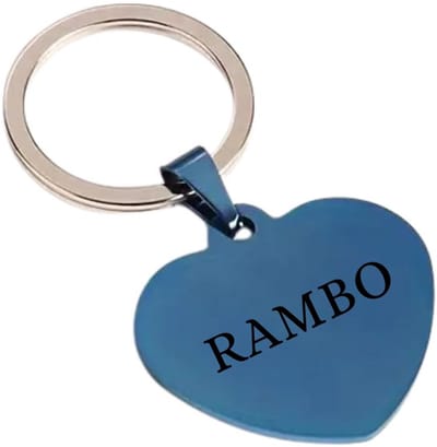 Hondenpenning Blauw hart - Dogtag - RVS Huisdierpenning - Hondenpenning inclusief graveren - Petshop Seven