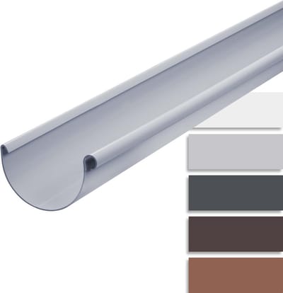 Halfronde kunststof goot – 200 cm – 125 mm – Grijs