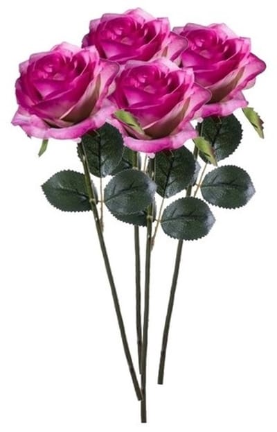 Emerald Kunstbloemen roos - 4x - rozen - Simone - fuchsia - 45 cm - decoratie bloemen