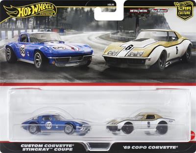 Hot Wheels Chevrolet 2 pack Custom Corvette Stingray en Copo Corvette | 1:64 HotWheels HRR80